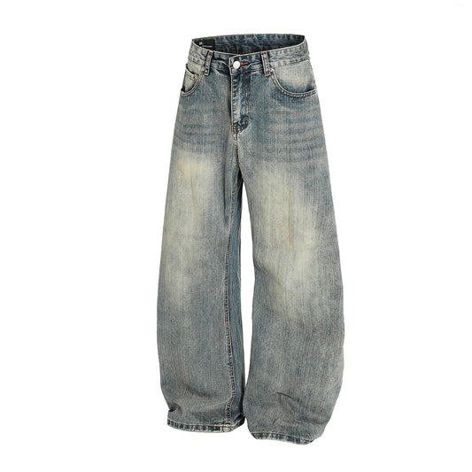 Curved Knife Retro Washed Cowboy Vibe Wide Leg Pants