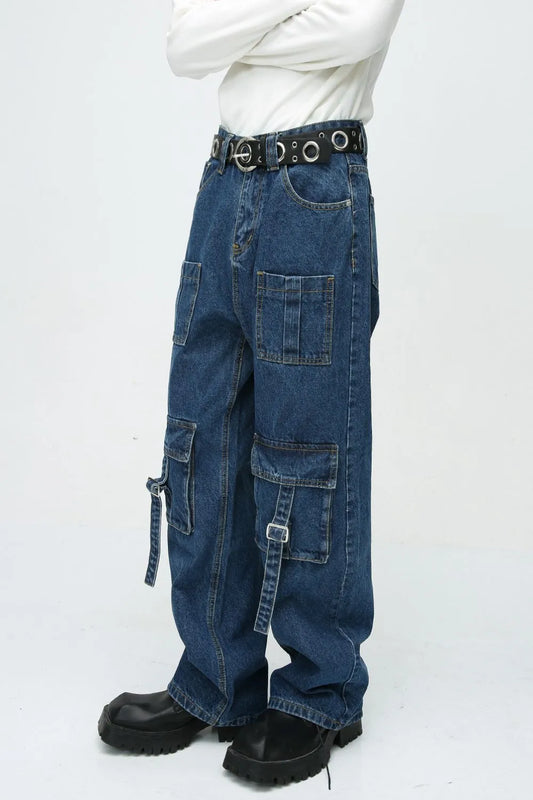 Mid Rise Men's Jeans with Cargo Pockets - Premium Japanese Denim