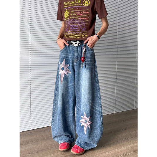 Star Denim Straight Leg Wide Leg Loose Casual Pants