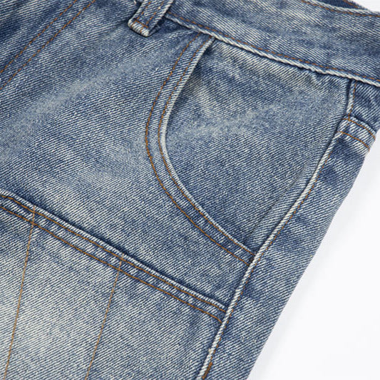 Premium Washed Straight Leg Denim Shorts for Modern Streetwear