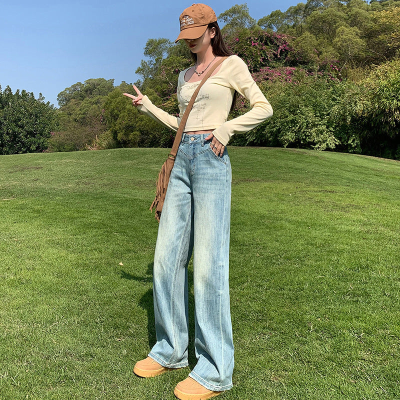 Women's High-Waist Narrow Straight Leg Jeans - Summer Collection