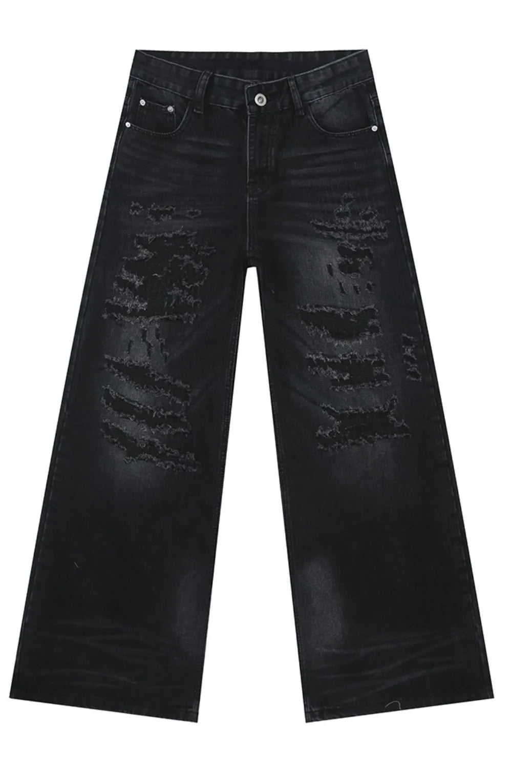 Premium Distressed Wide Leg Jeans - Luxury Japanese Denim
