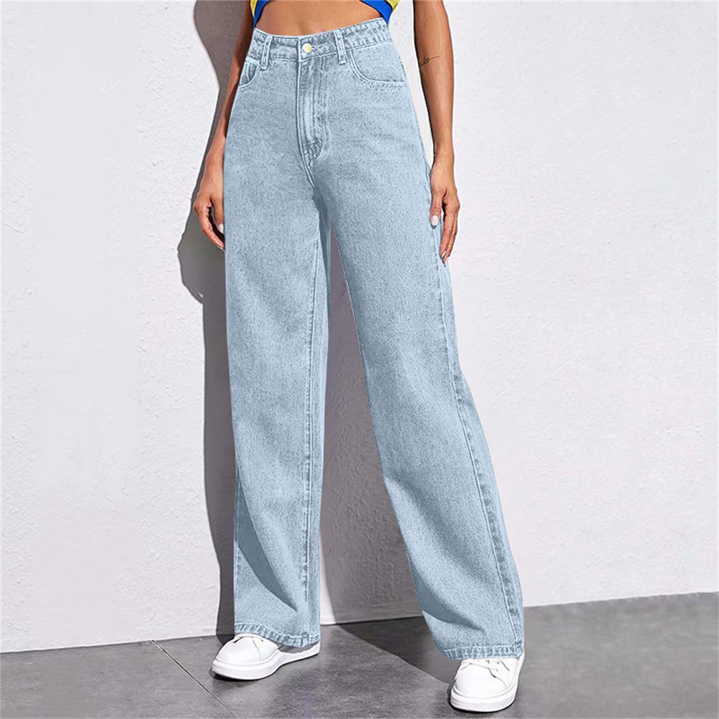 Women's High Waisted Wide Leg Jeans - Loose Straight Leg Pants