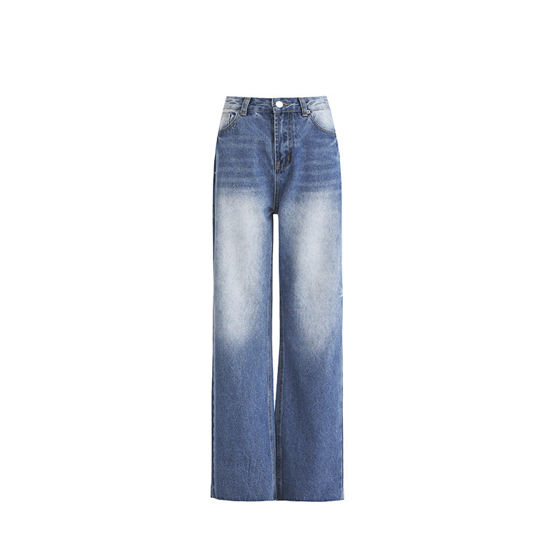 Women's Vintage Wide-Leg Straight Jeans in Washed Blue