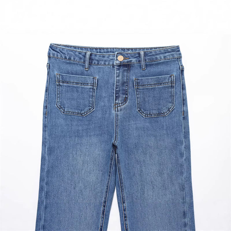 Casual Vintage Commuter Printed Jeans with Unique Design and Versatility