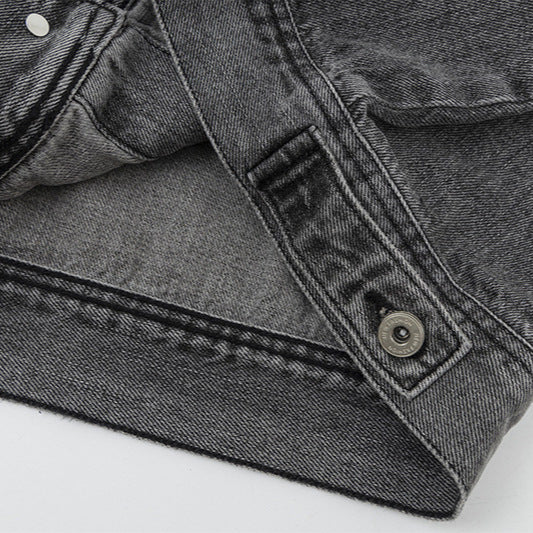 Washed Ripped Denim Jacket for Men