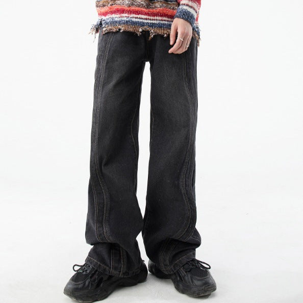 Premium Spliced Denim Loose Wide Leg Pants for Men