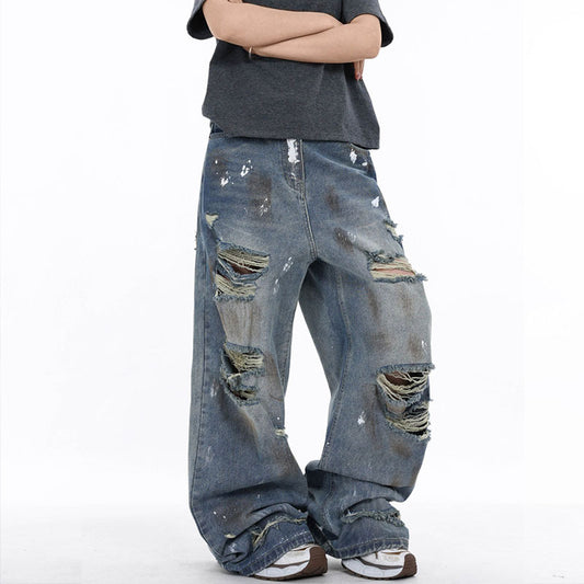 Personalized Graffiti Ripped Jeans - Unique Denim Fashion