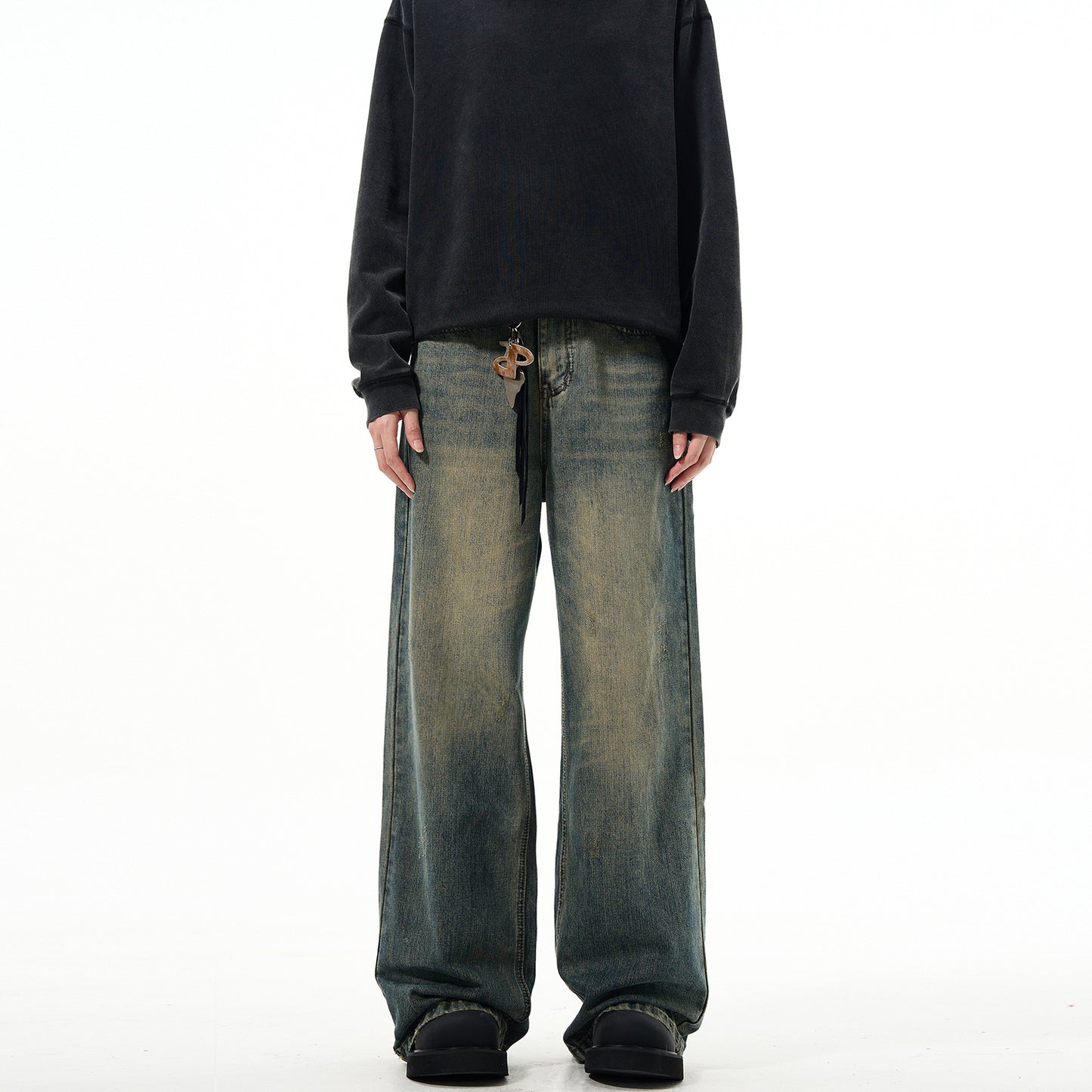 Men's Retro Straight Leg Wide Leg Denim Pants - Versatile Loose Fit