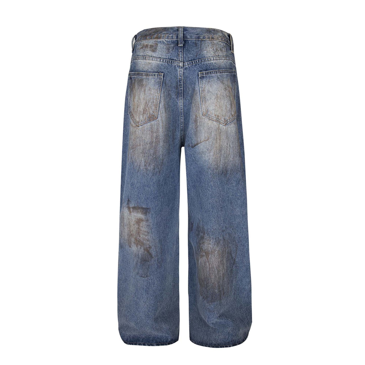 Retro Washed Faded Distressed Denim Pants - Unisex Loose Wide Leg Trousers