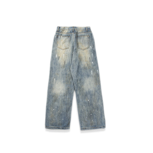 Men's Washed and Worn Casual Straight Leg Jeans