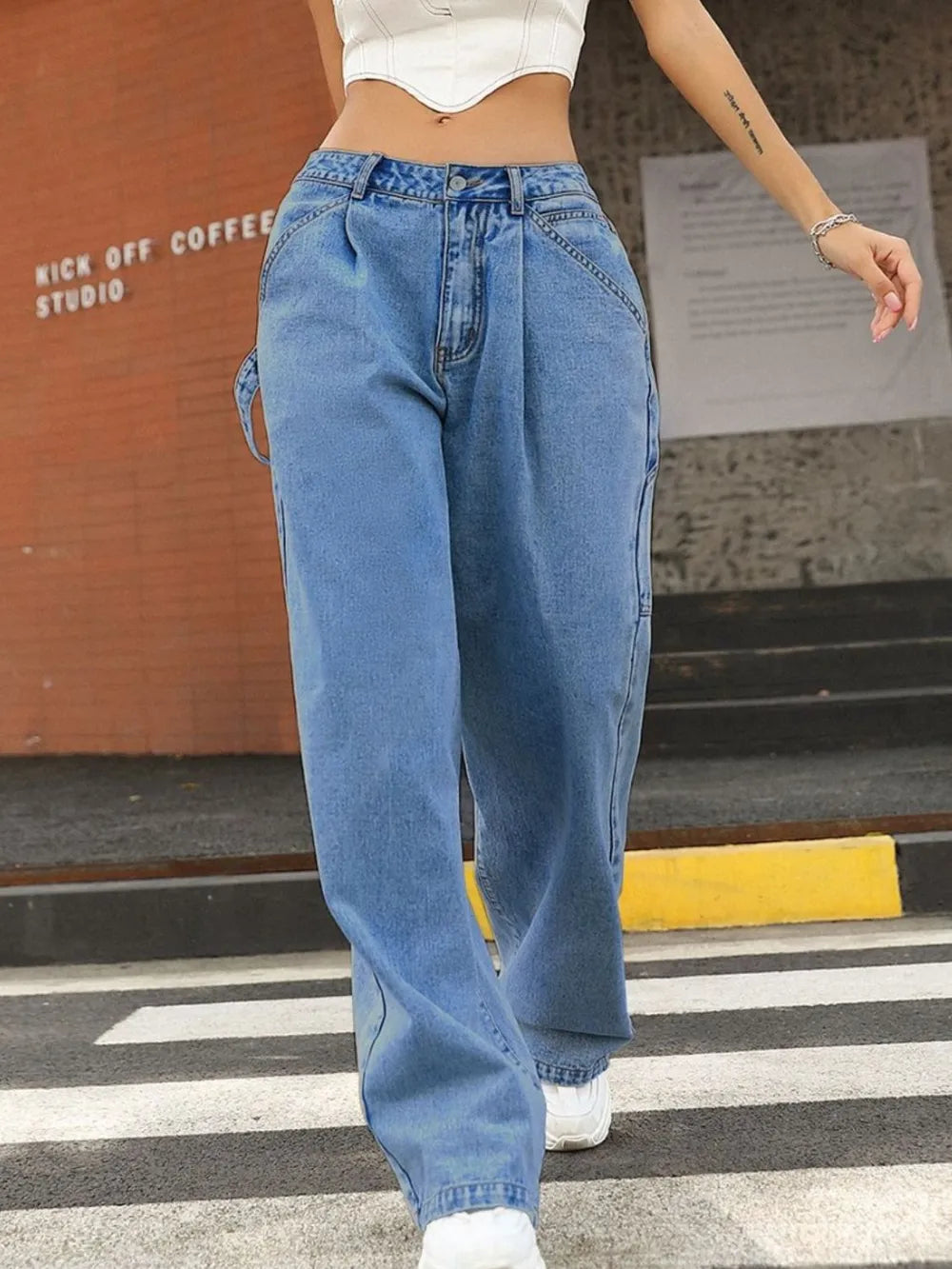 Premium Wide Leg Jeans with Pockets - Japanese Denim