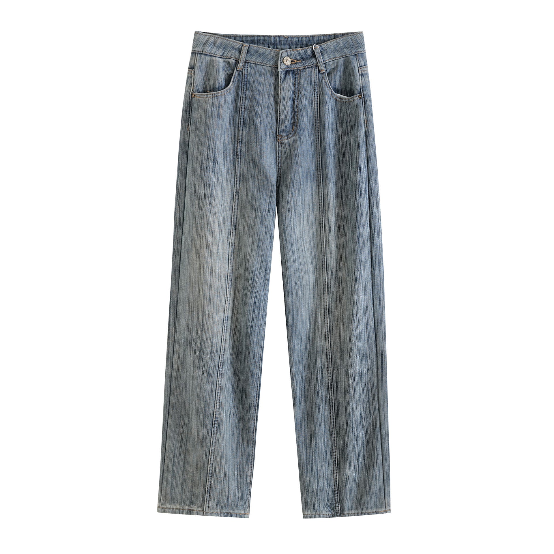 Warm Striped Straight Leg Slim Fit Pants for Women