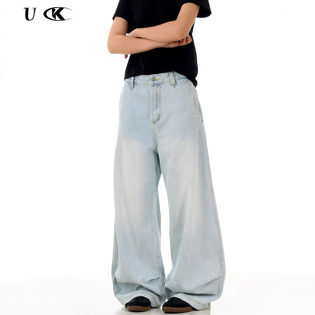 Loose Pleated Slimming Straight-Leg Casual Wide-Leg Long Pants