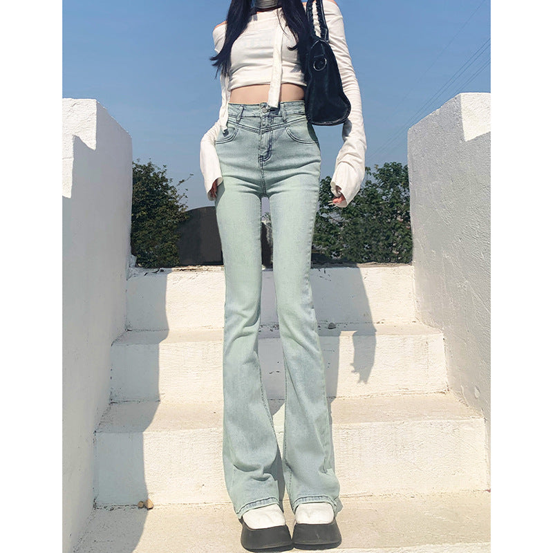 Street Style Unisex Flared Jeans - High Waist Slim Fit Denim