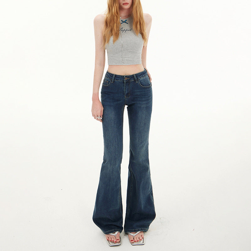 Flared Denim Pants for Women - Vintage Slimming Elastic Spicy Low Waist Trumpet Jeans
