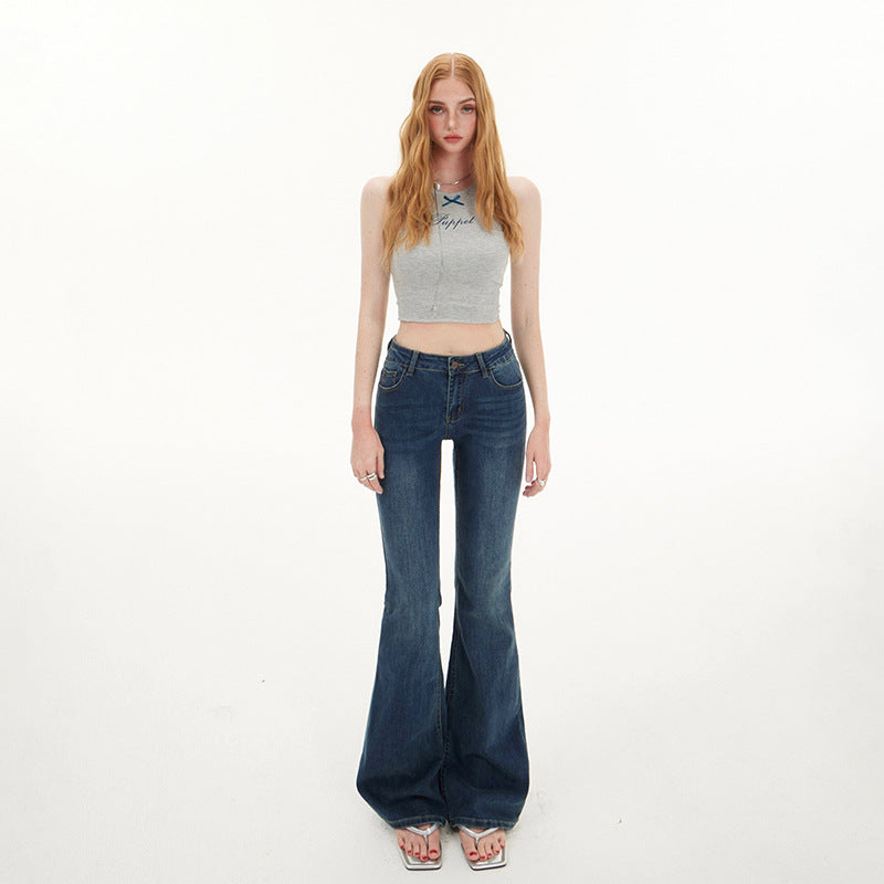 Flared Denim Pants for Women - Vintage Slimming Elastic Spicy Low Waist Trumpet Jeans