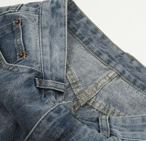 Wide Leg Denim Cropped Pants with Insect Graffiti