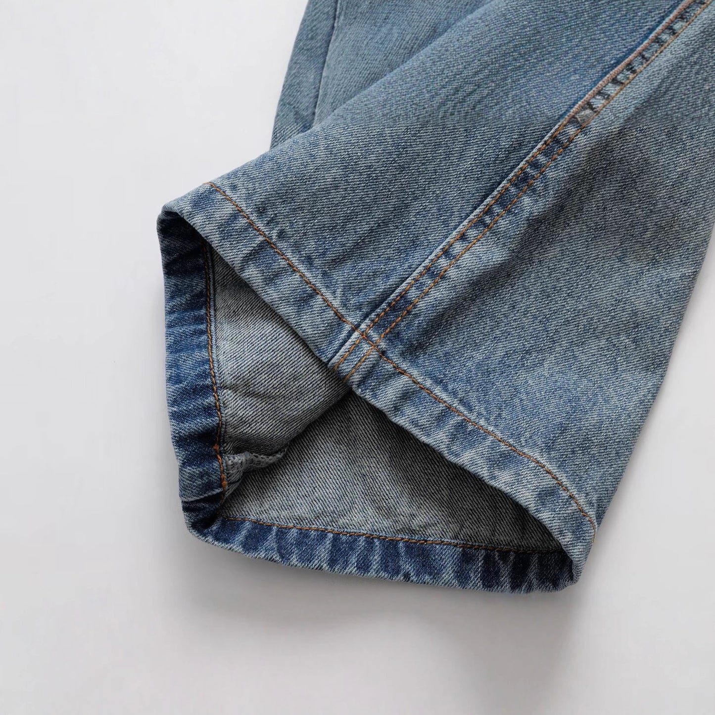 Splicing Horn Jeans - Versatile Wide Leg Floor Pants in Denim Blue