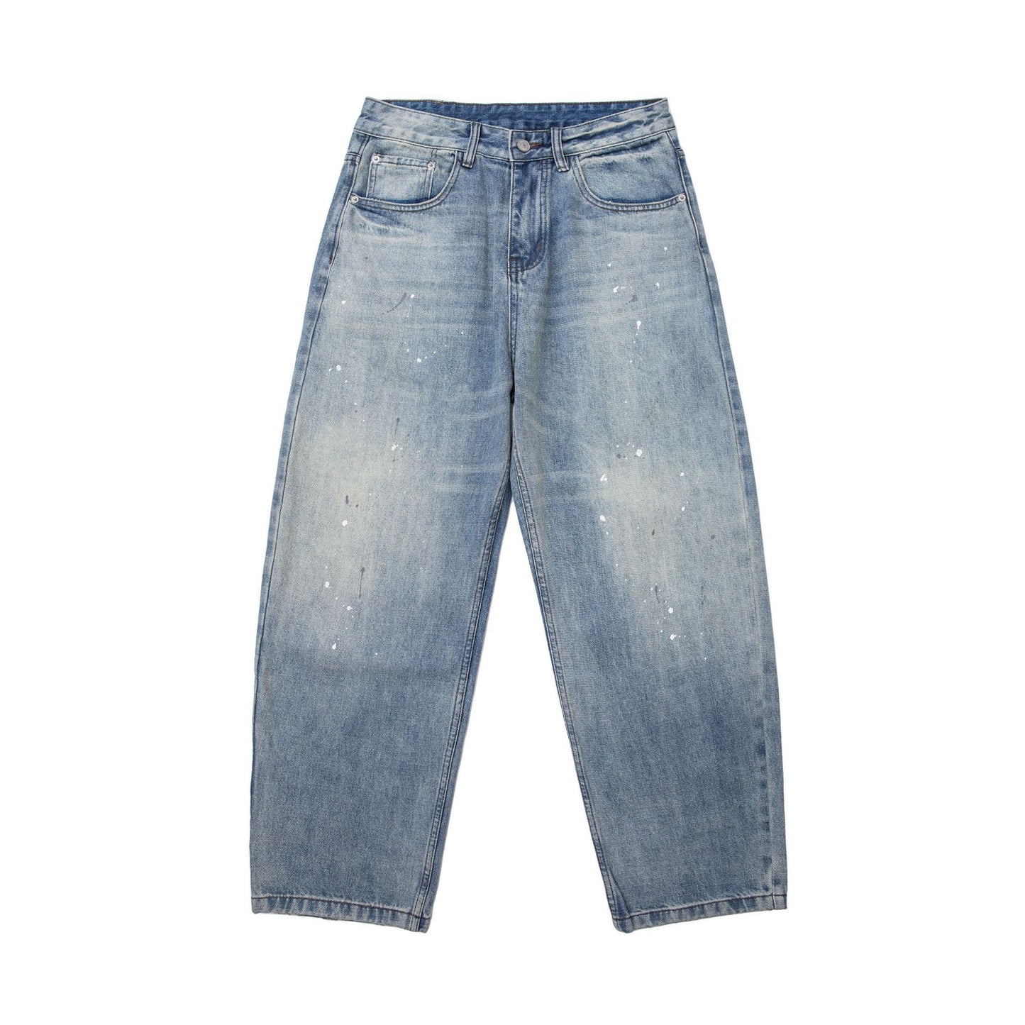 Splatter Paint Graffiti Loose Casual Washed Distressed Jeans