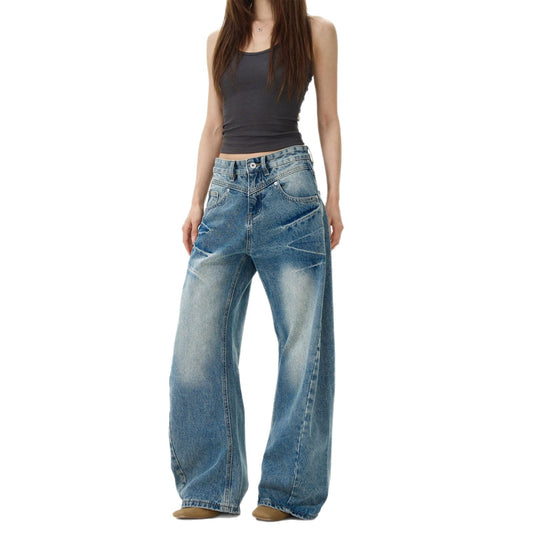 Lightning Crack Silhouette Curved Knife Jeans