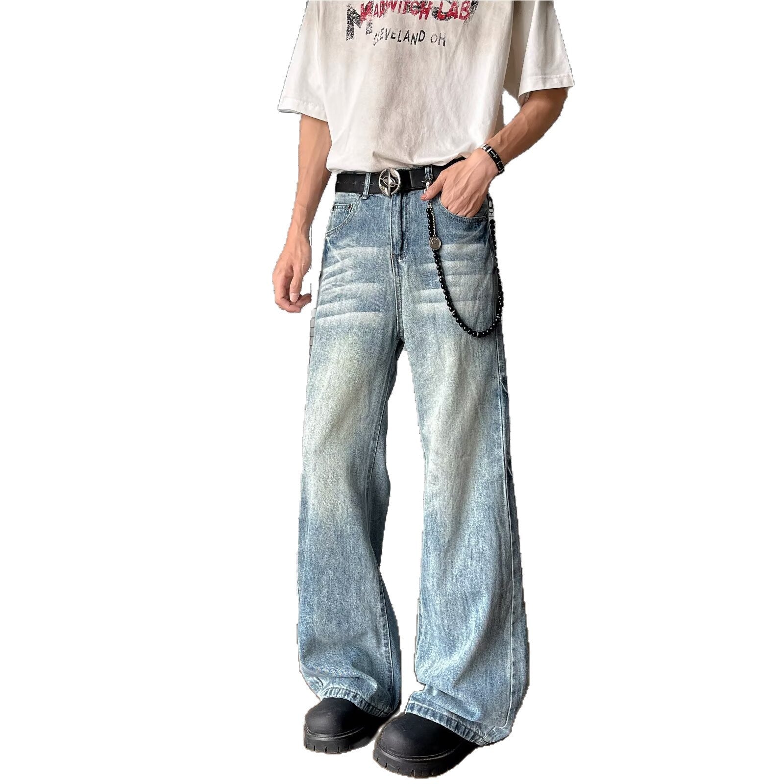 Men's Light Blue Washed Denim Jeans - Premium Japanese Craftsmanship