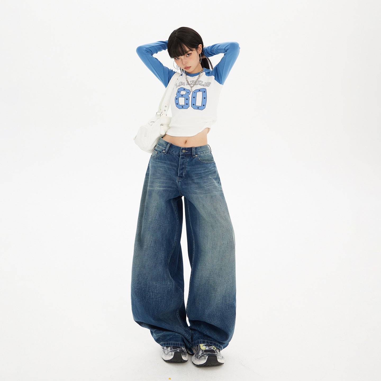 Street Washed Loose Denim Pants for Women - High Waist Wide Leg Trousers