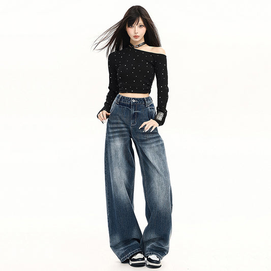 High-Fall Straight Leg Wide-Leg Casual Pants for Women - Summer Fashion Loose Fit Style