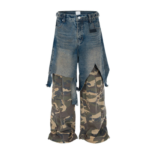 Vintage Camouflage Denim Casual Pants for Men