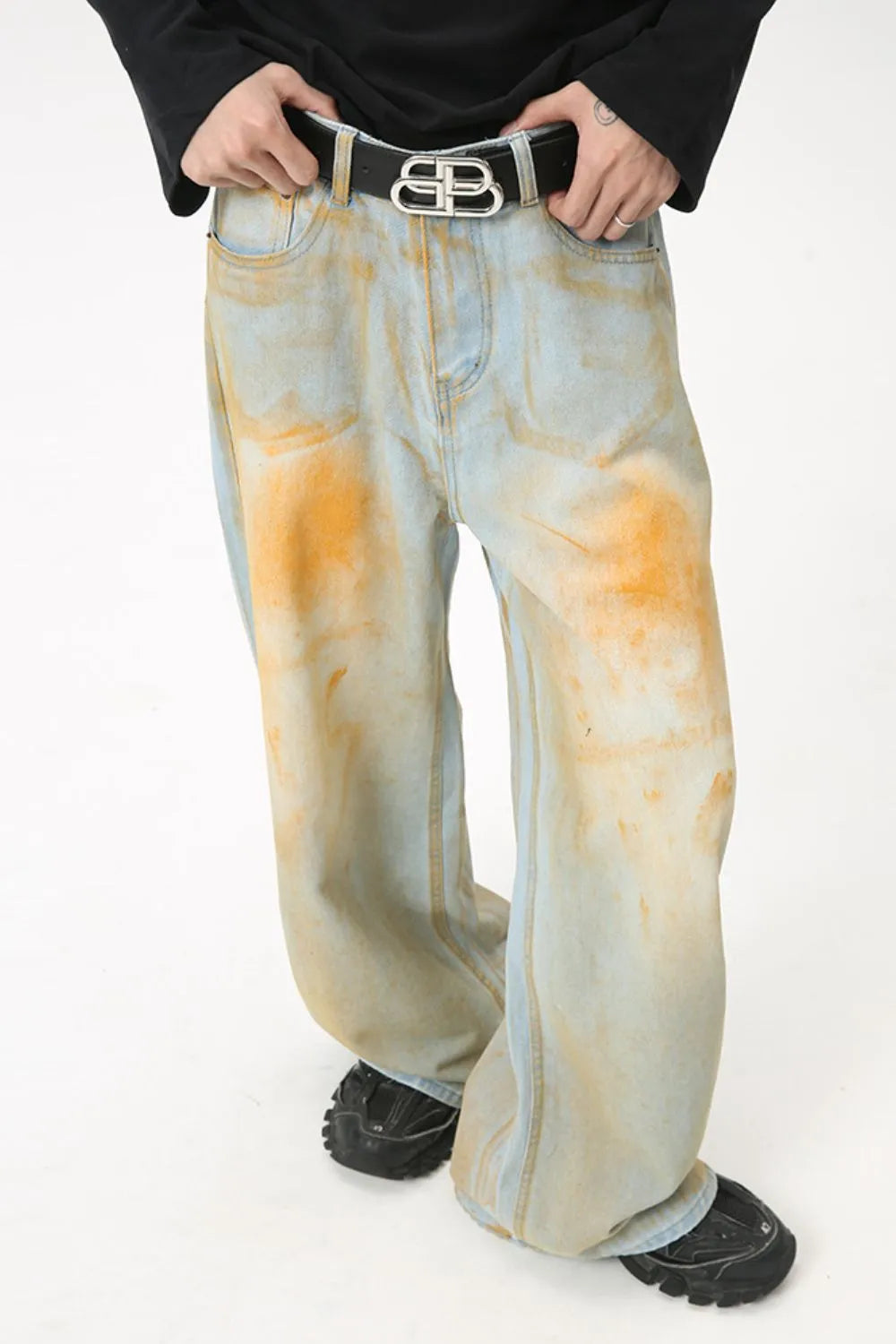 Waste Soil Wide Leg Jeans - Premium Japanese Denim