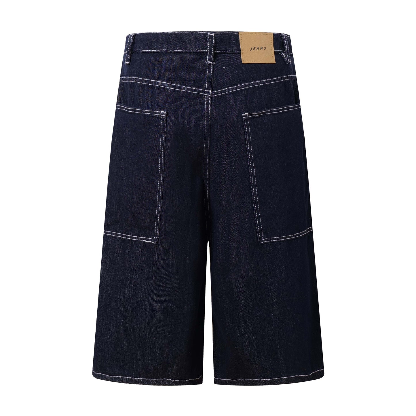 Unisex Loose Wide-Leg Stitched Denim Shorts - Premium Streetwear