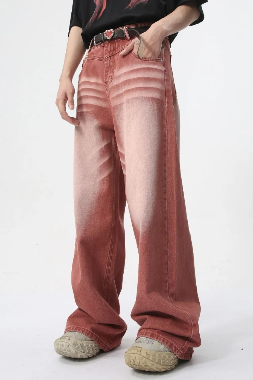 Men's Washed Wide Leg Jeans - Premium Japanese Denim