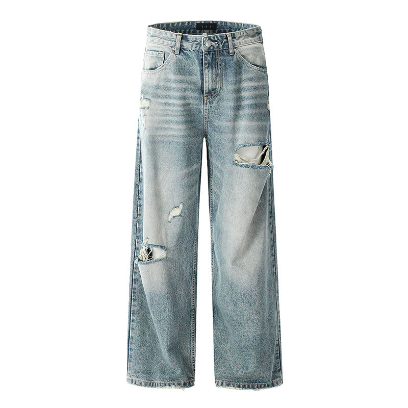 Premium Japanese Denim Loose Jeans with Distressed Finish