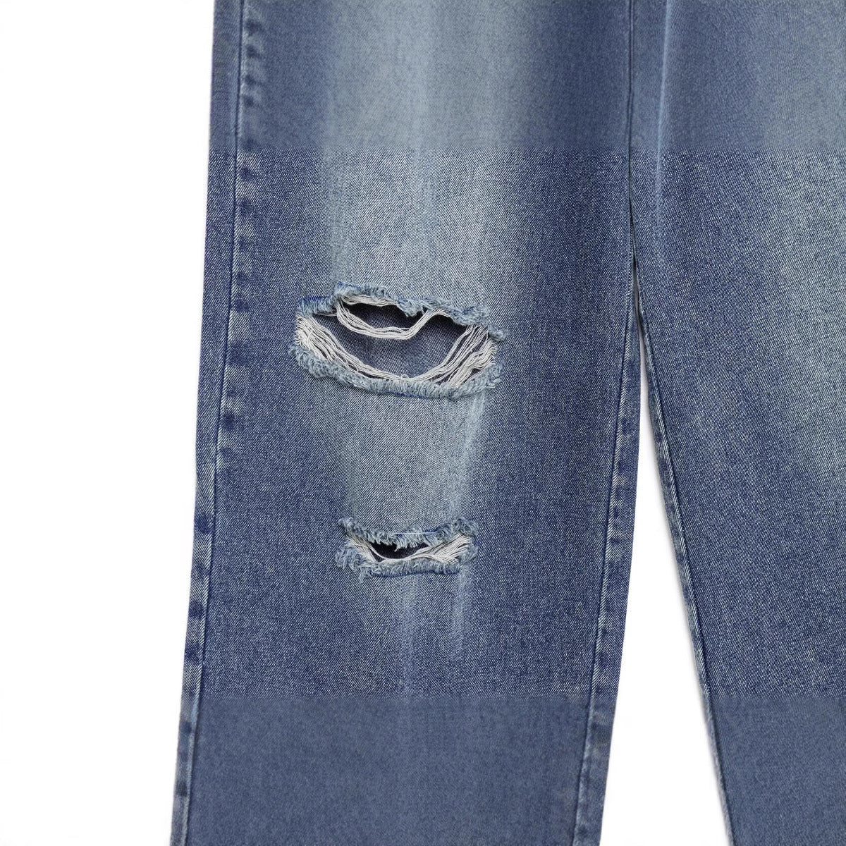 Old Ripped Long Jeans for Women - Sea Blue