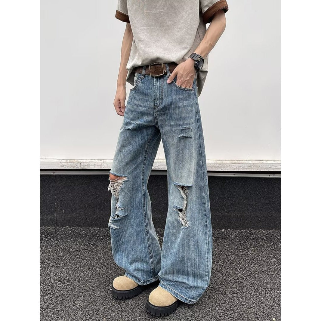 Micro Opening Washed Denim Jeans - Premium Japanese Craftsmanship