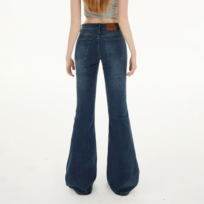 Flared Denim Pants for Women - Vintage Slimming Elastic Spicy Low Waist Trumpet Jeans