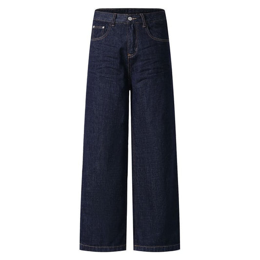 Blue Wide-Leg Jeans for Men and Women - High-Waist Slim Straight Leg Pants