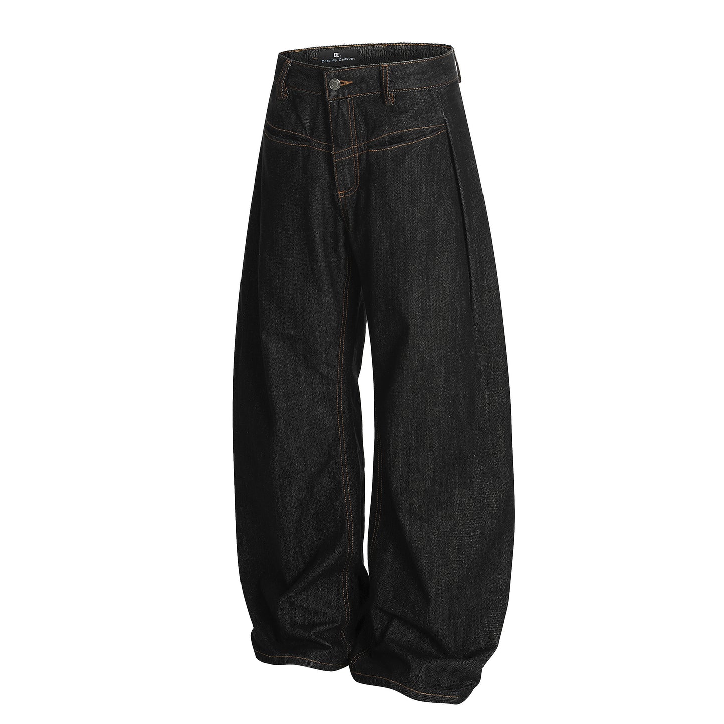 Retro Washed Original Color Denim Loose Curved Knife Wide Leg Pants