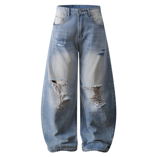 Clean Fit Slub Washed Denim Pants for Men and Women with Flared Design Sense
