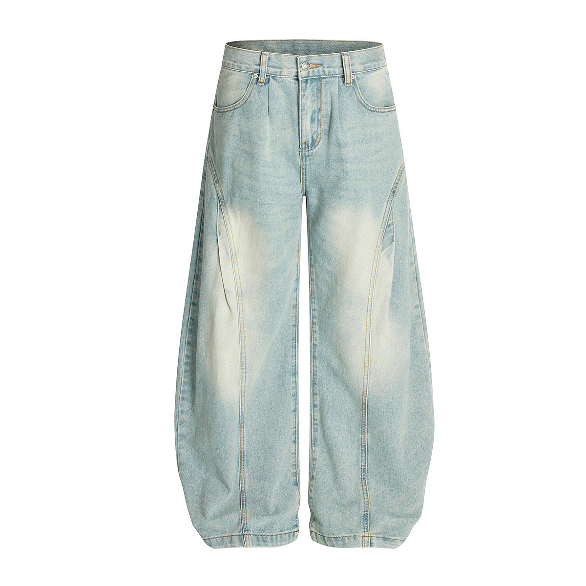 Curved Knife Retro Washed Cowboy Cleanfit Wide Leg Pants