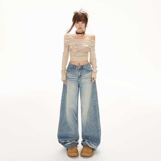Women's Wide-Leg Jeans - Slimming Loose Straight Tube Pants