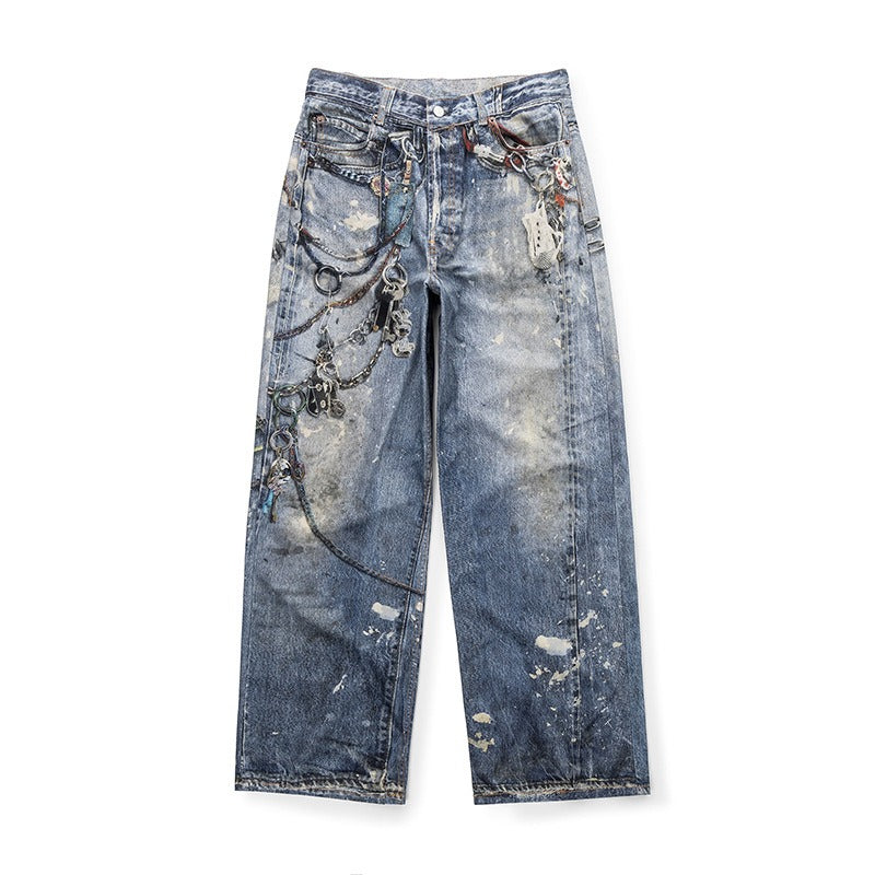 Trendy American Style Men's Loose Straight Leg Jeans - Nostalgic Blue