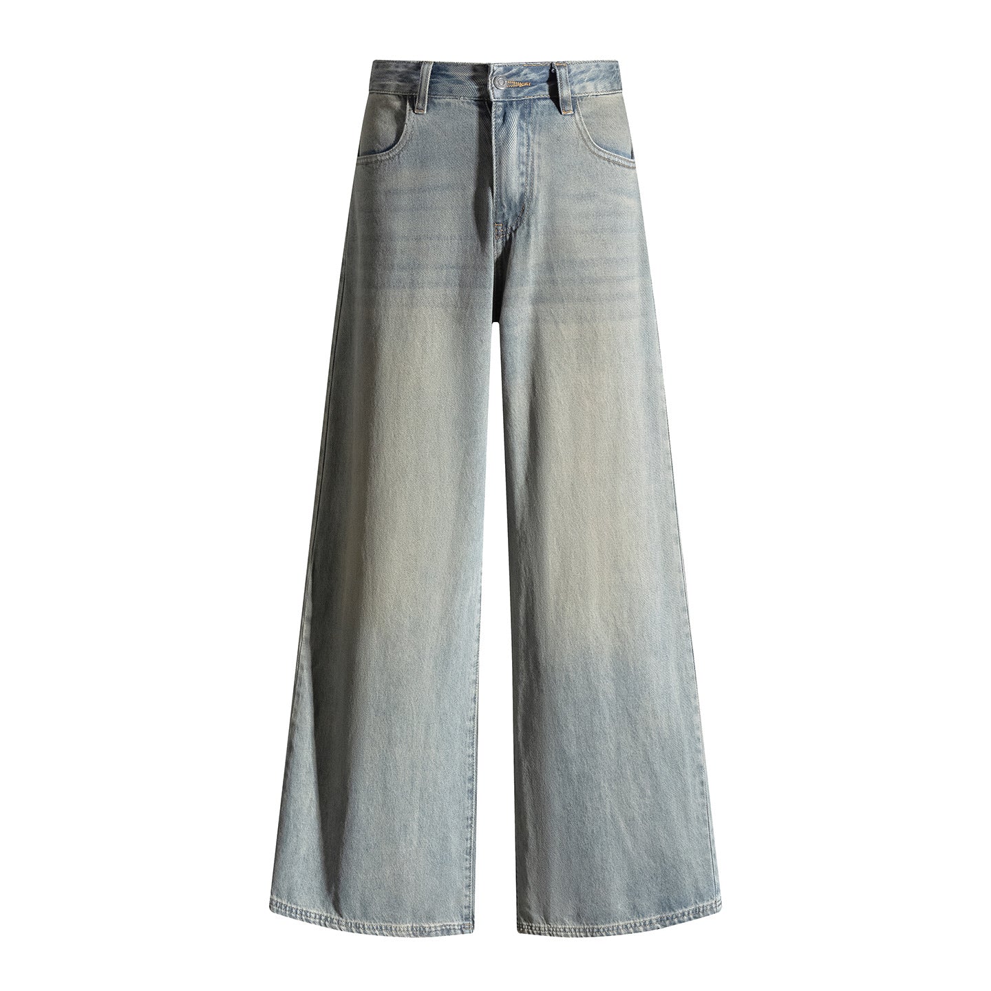 Women's Wide-Leg Pants - Loose Fit High-Waist Trousers with Vintage Wash