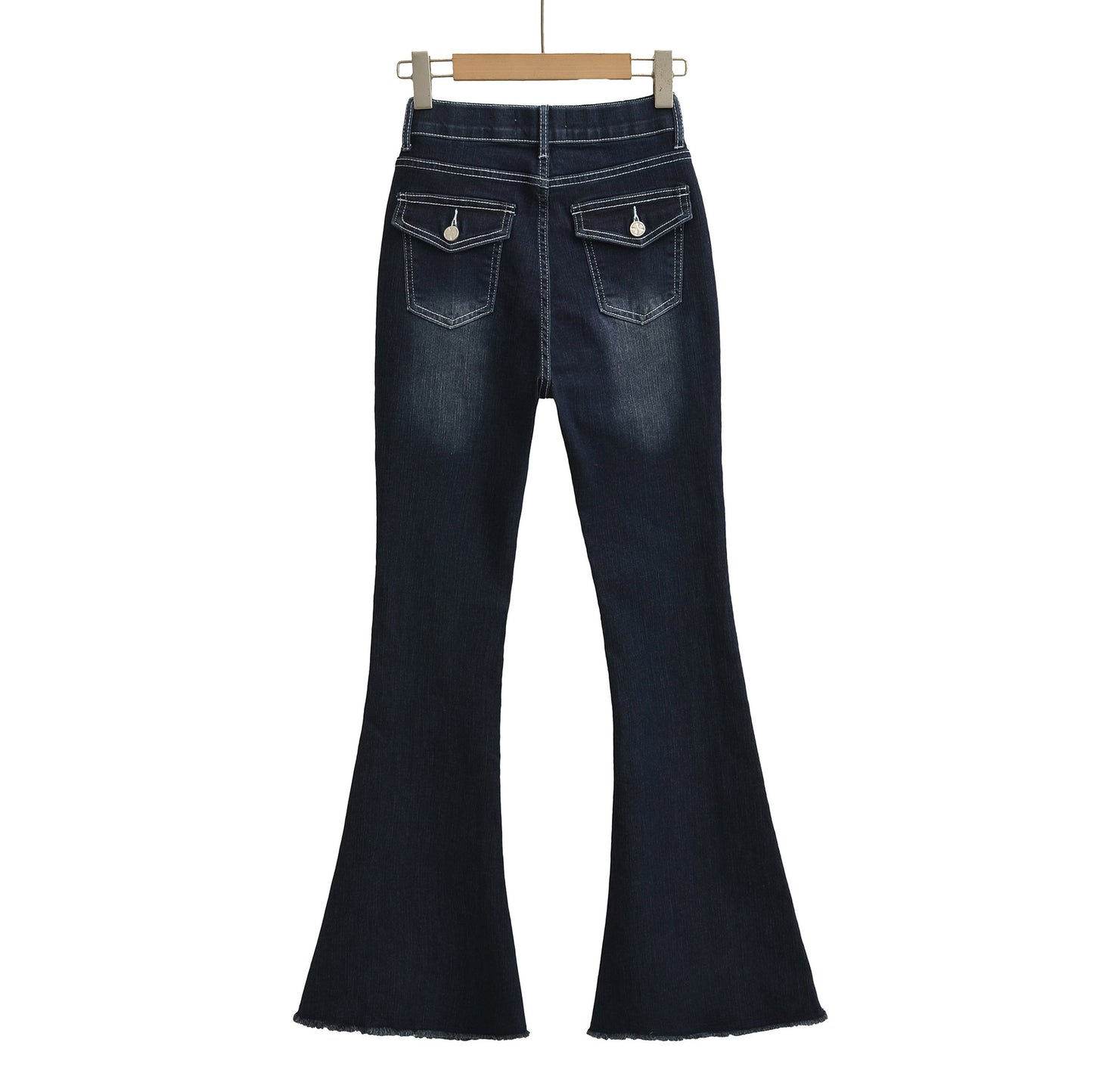 Butt Lifting Micro Horn High Waist Slimming Fringed Jeans