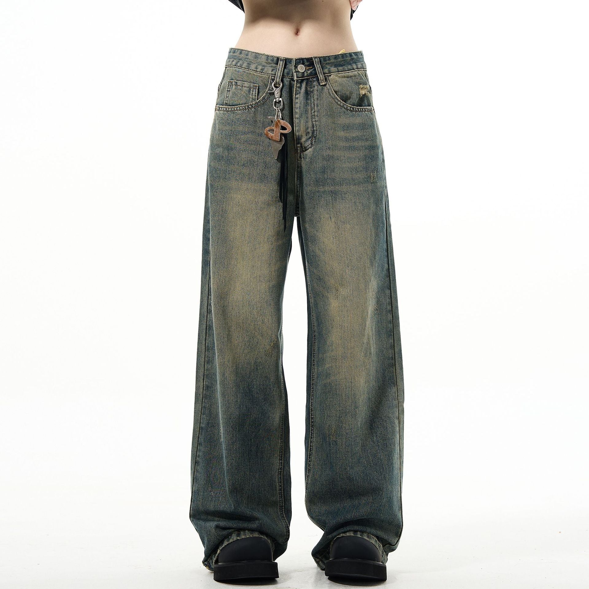 Men's Retro Straight Leg Wide Leg Denim Pants - Versatile Loose Fit