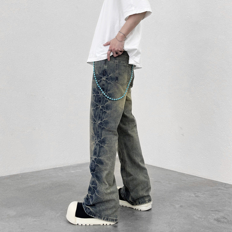Straight Tube Micro Flared Casual Denim Pants for Men