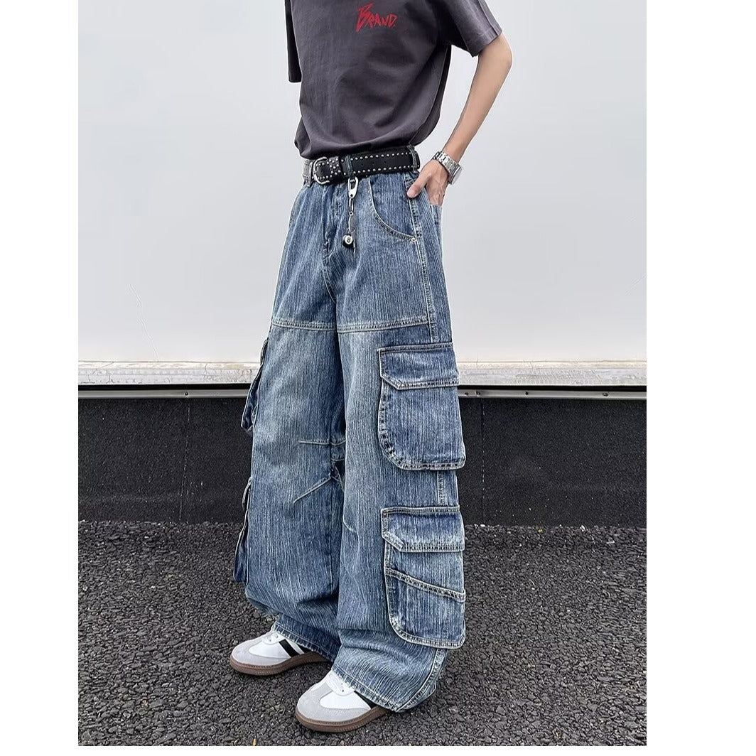 Design Sense Loose Fitting Slimming Wide Leg Pants in Light Blue