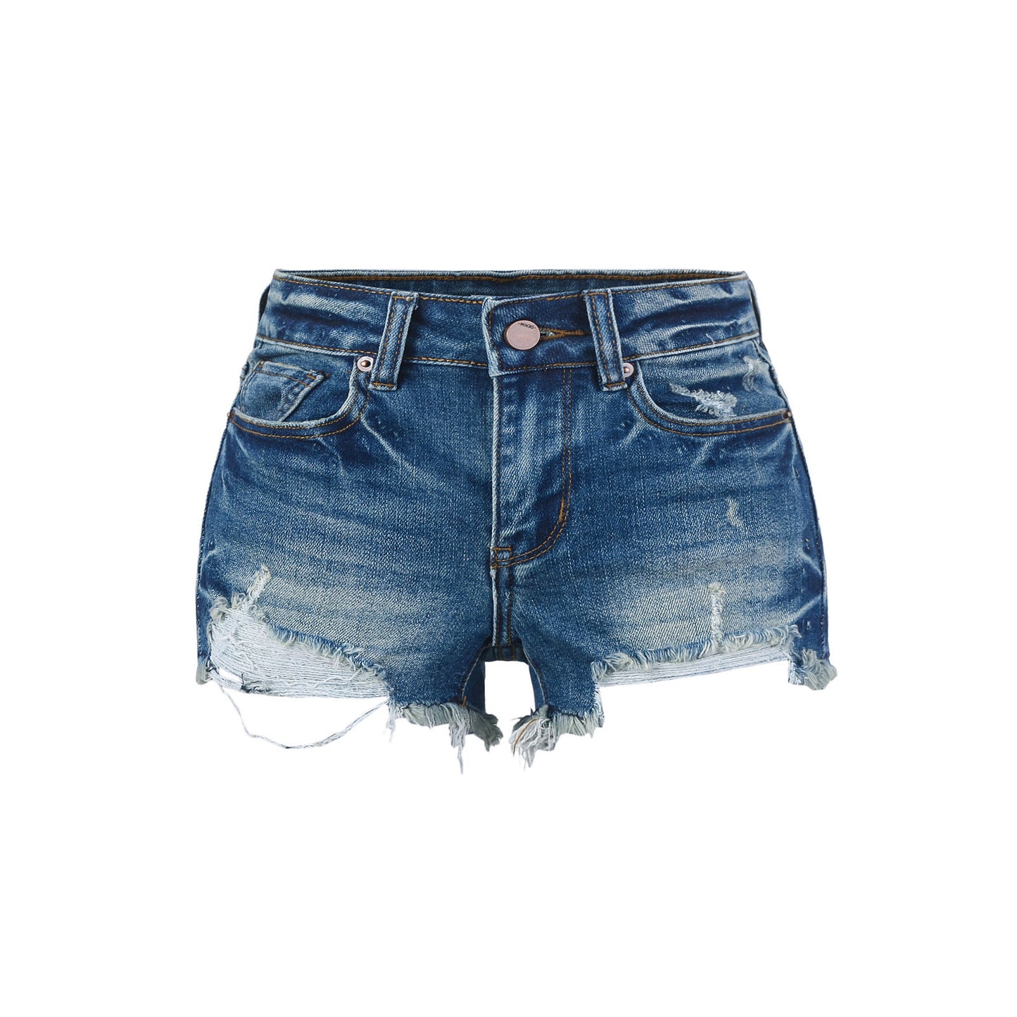 High-Waisted Distressed Denim Shorts - Premium Japanese Craftsmanship