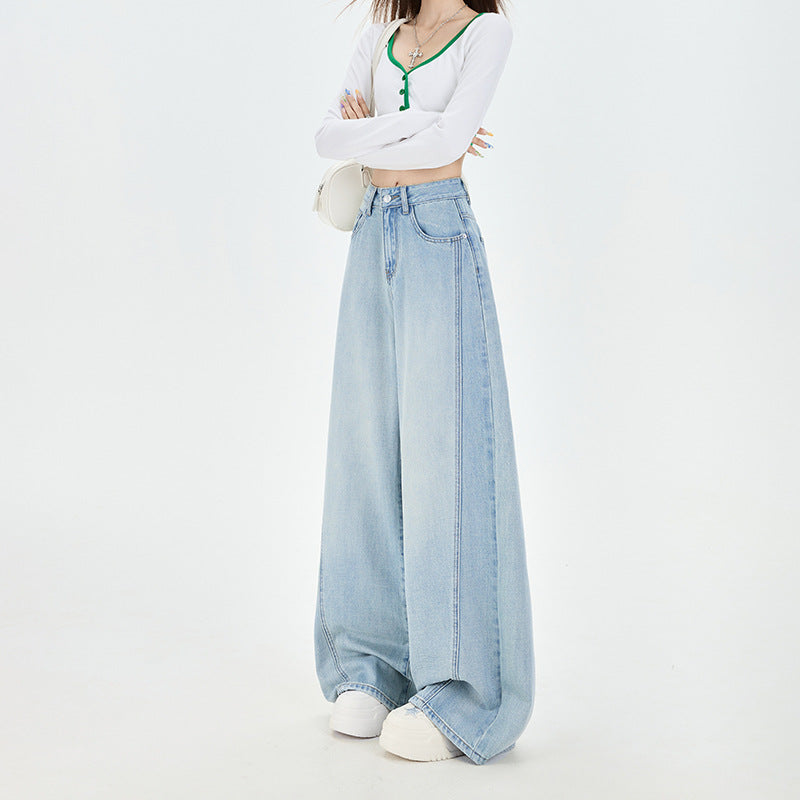 Vintage Tencel Denim Pants for Women - High Waist, Loose Drape, Slim Fit, Wide Leg