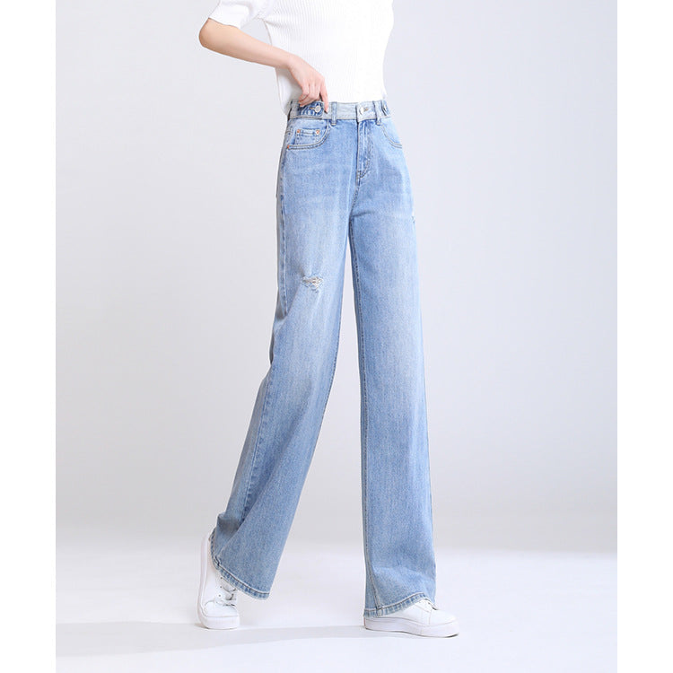 Super Wide Leg Jeans for Women - Spring New Loose High Waist Straight Pants